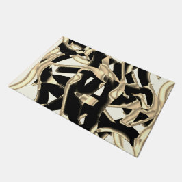 黒とベージュのスクラップ、テープを破壊澄んした ドアマット