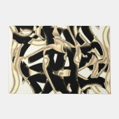 黒とベージュのスクラップ、テープを破壊澄んした ドアマット (正面)