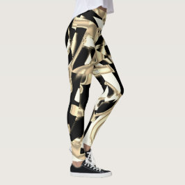 黒とベージュのスクラップ、テープを破壊澄んした レギンス