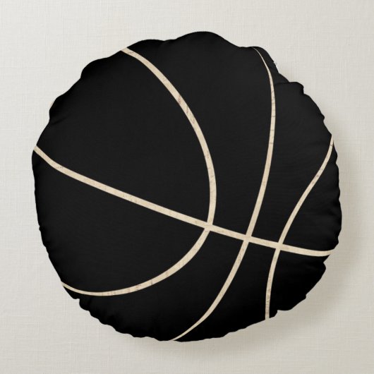 黒とベージュのバスケットボールの丸枕 ラウンドクッション (裏面)