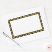 黒とベージュのフローラフレームヴィンテージスタイル 長方形シール (封筒)