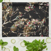 黒とベージュの中立の冬素朴の枝 キッチンタオル (折り畳み)