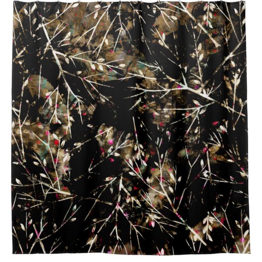 黒とベージュの中立の冬素朴の枝 シャワーカーテン (正面)