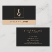 黒とベージュの名刺 名刺 (正面/裏面)