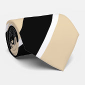 黒とベージュの対角ストライプのモダンエレガント線 ネクタイ (ロール)