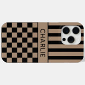 黒とベージュの市松模様ストライプのオーダーメイドケース Case-Mate iPhoneケース (裏面 (横))