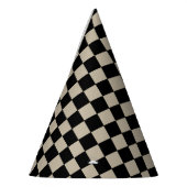 黒とベージュの市松模様 パーティーハット (左)