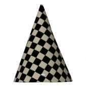 黒とベージュの市松模様 パーティーハット (右)