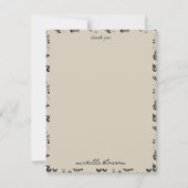 黒とベージュの手描きタトゥーパターン サンキューカード (正面)