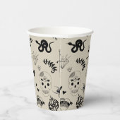 黒とベージュの手描きタトゥーパターン 紙コップ (右)