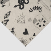 黒とベージュの手描きタトゥーパターン 薄葉紙 (詳細)