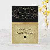 黒とベージュの背景 カード (黄色い花)