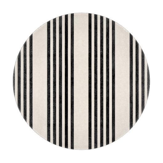 黒とベージュの5つのストライプパターン カッティングボード (正面)