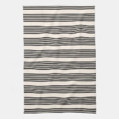 黒とベージュの5つのストライプパターン キッチンタオル (縦)