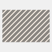 黒とベージュの5つのストライプパターン ラッピングペーパーシート (正面2)