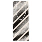 黒とベージュの5つのストライプパターン ワインギフトバッグ (裏面)