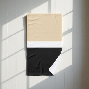 黒とベージュストライプのパタエレガントーンモダン、 バスタオルセット