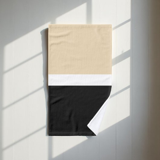 黒とベージュストライプのパタエレガントーンモダン、 バスタオルセット