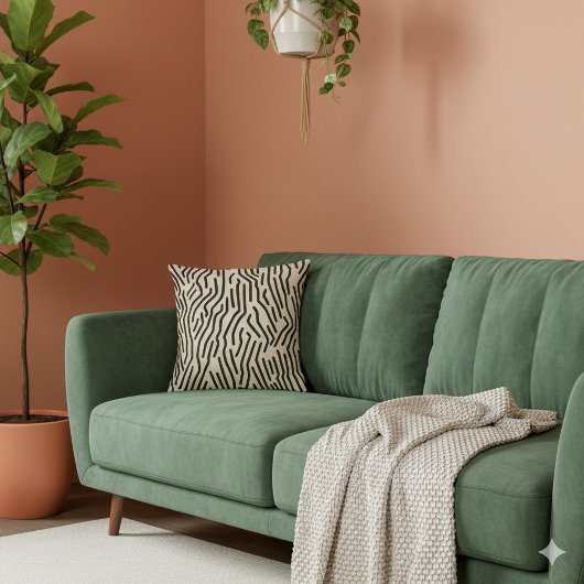 黒とベージュモダンストライプの クッション