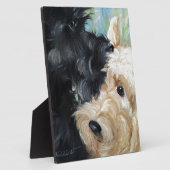 黒とホエテンのスコットランドのテリアのスコットランドの芸術 フォトプラーク (側面)