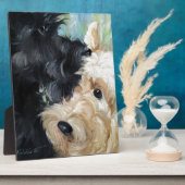 黒とホエテンのスコットランドのテリアのスコットランドの芸術 フォトプラーク (側面)