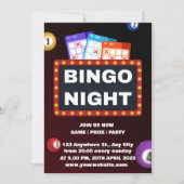 黒とマルーンミニマリスビンゴナイト招待状 招待状 (正面)