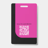 黒とミニマルピンクの公証人ロゴ写真QRバッジ バッジ (裏面)