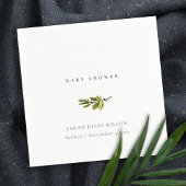 黒とミニマル白の松の枝ベビーシャワー スタンダードカクテルナプキン