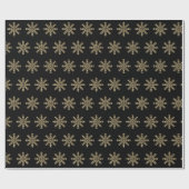 黒とミニマル金ゴールドの雪片クリスマス ラッピングペーパー (フラット)