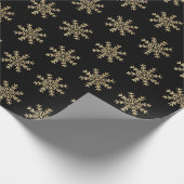 黒とミニマル金ゴールドの雪片クリスマス ラッピングペーパー (角)