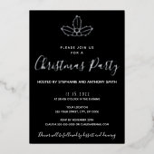黒とミニマル金ゴールドミスタントクリスマス 箔招待状 (正面)
