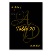 黒とミニマル金ゴールドモノグラムエレガントな結婚式 テーブルナンバー (正面)