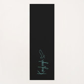 黒とミントのスクリプト名(ハートリバーシブル) ヨガマット (正面)