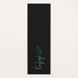 黒とミントのスクリプト名(ハートリバーシブル) ヨガマット