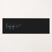 黒とミントのスクリプト名(ハートリバーシブル) ヨガマット (正面(横))