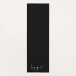 黒とミントのスクリプト名(ハートリバーシブル) ヨガマット