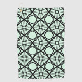 黒とミントグリーンの幾何学的アート ゴルフタオル (正面)