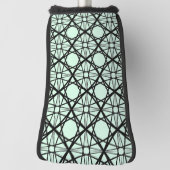 黒とミントグリーンの幾何学的アート ゴルフヘッドカバー (回転90)