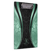 黒とミントグリーンの幾何学的フローラマスク クリップボード (右)