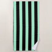 黒とミントグリーン ビーチタオル (正面)