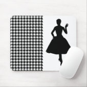 黒とモダンファッション千鳥格子のシルエット マウスパッド (マウス)