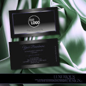 黒とモダン白のグラデーション青のフレームロゴ 名刺