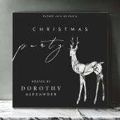 黒とモダン白のトナカイのクリスマスパーティー 招待状