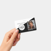 黒とモダン白のロゴ従業員の写真IDバッジ バッジ (手持ち)