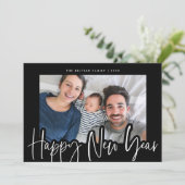 黒とモダン白の台本の新年の写真 シーズンカード (スタンド正面)