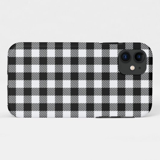 黒とモダン白の格子模様 Case-Mate iPhoneケース (裏面(横))