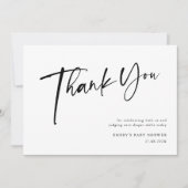 黒とモダン白の赤ちゃんシャワー サンキューカード (正面)