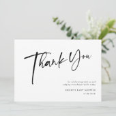黒とモダン白の赤ちゃんシャワー サンキューカード (スタンド正面)