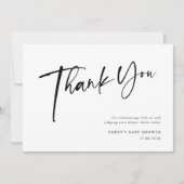 黒とモダン白の赤ちゃんシャワー サンキューカード (正面)
