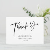 黒とモダン白の赤ちゃんシャワー サンキューカード (スタンド正面)